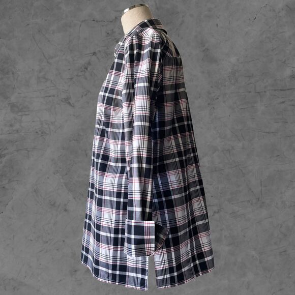 Talbots Plaid Black Red White Tunic Collared Wrinkle Resistant - Womens 8 - Picture 4 of 7